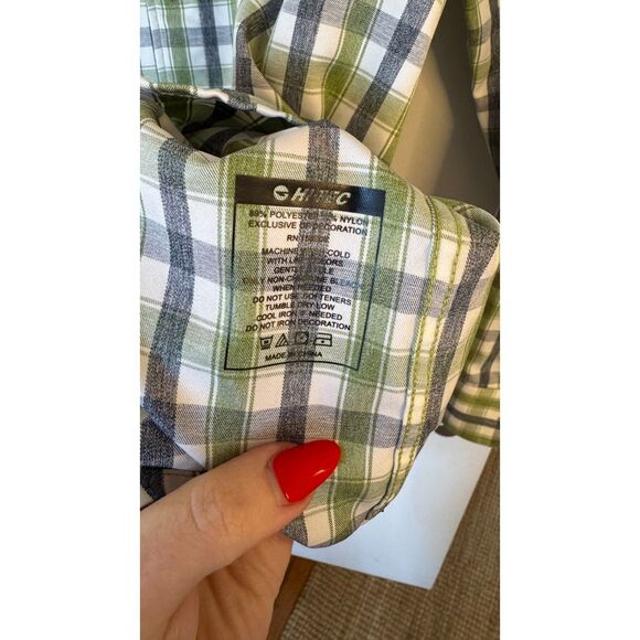 Hi-Tec | Green and Gray Plaid Shirt | Medium - Picture 6 of 8